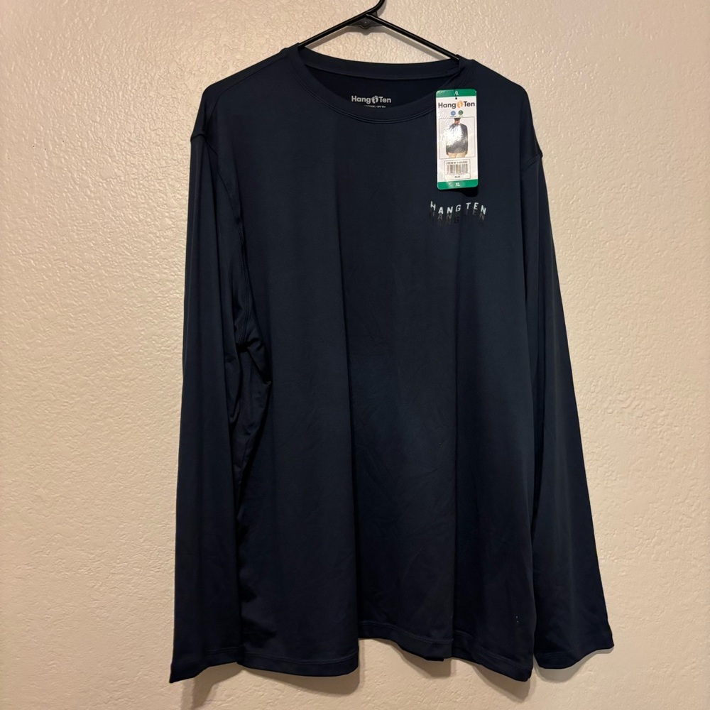 XL New with Tags Hang Ten Men's Long-Sleeve Crew Tee - Dark Blue - Picture 4 of 6